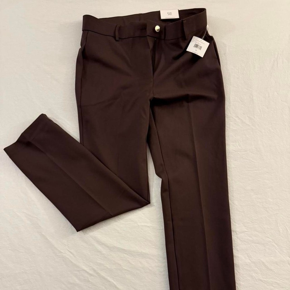 Rafaella Comfort Slim Leg Pants Java Brown Pull On Stretch NWT Womens 12